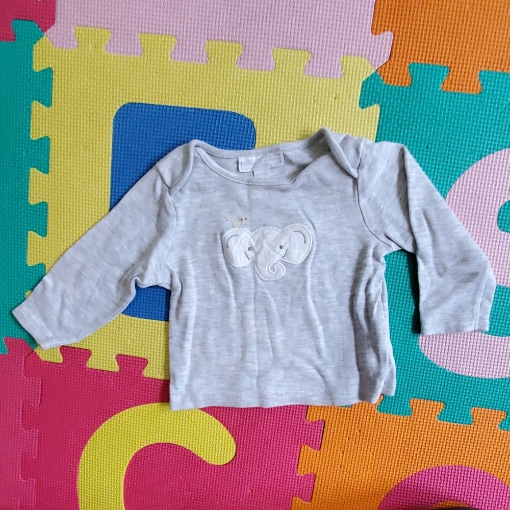 The Little White Company elephant baby top 6-9 mo